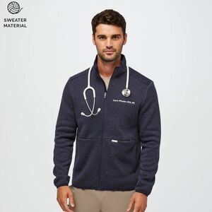 Large Men’s On-Shift Sweater Knit Jacket Heather Navy